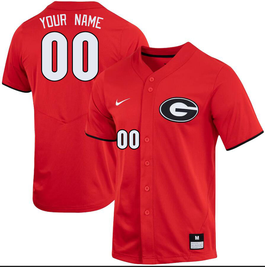Custom Georgia Bulldogs Name And Number College Baseball Jerseys Stitched-Red